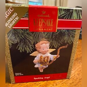 Hallmark keepsake ornament “ sparkling Angel”. In box. Vintage 1991